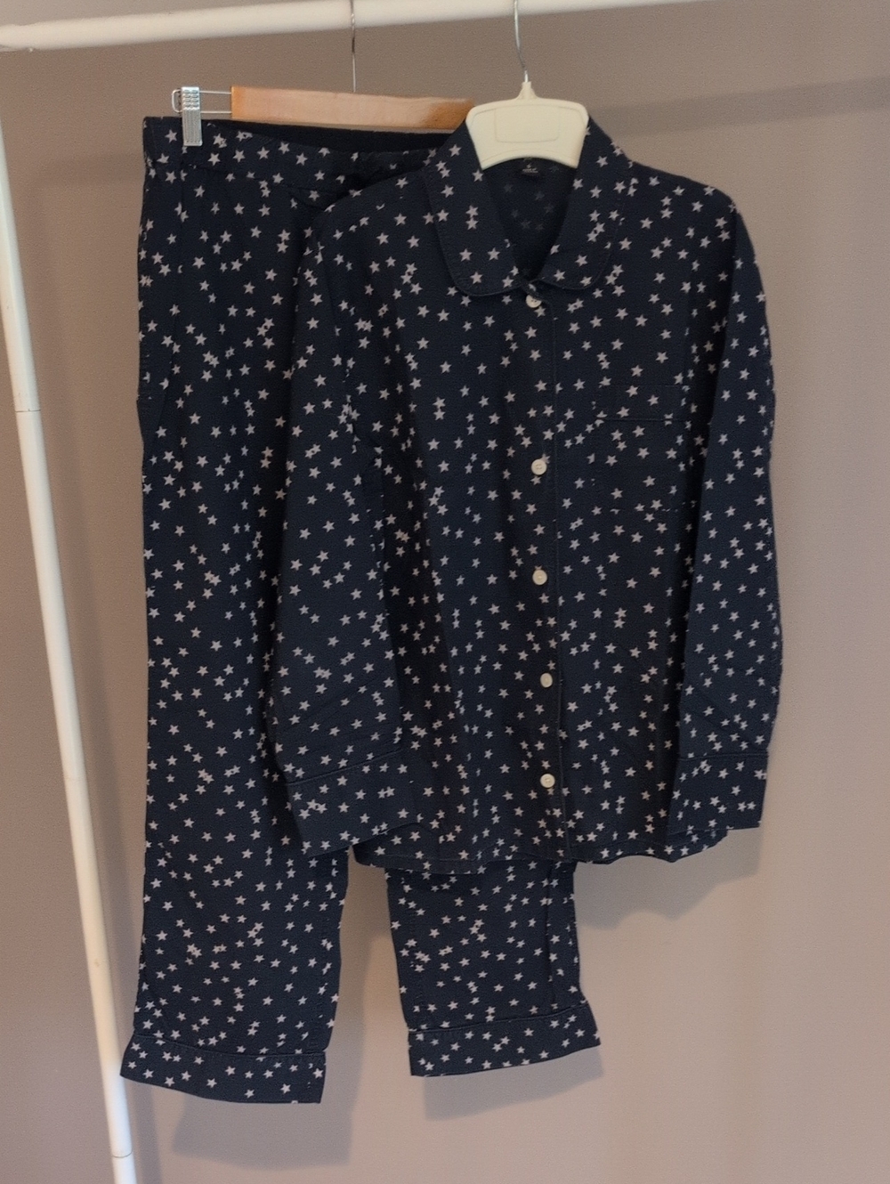 J.Crew Pajama Set Two Piece Navy Blue With Star Print
